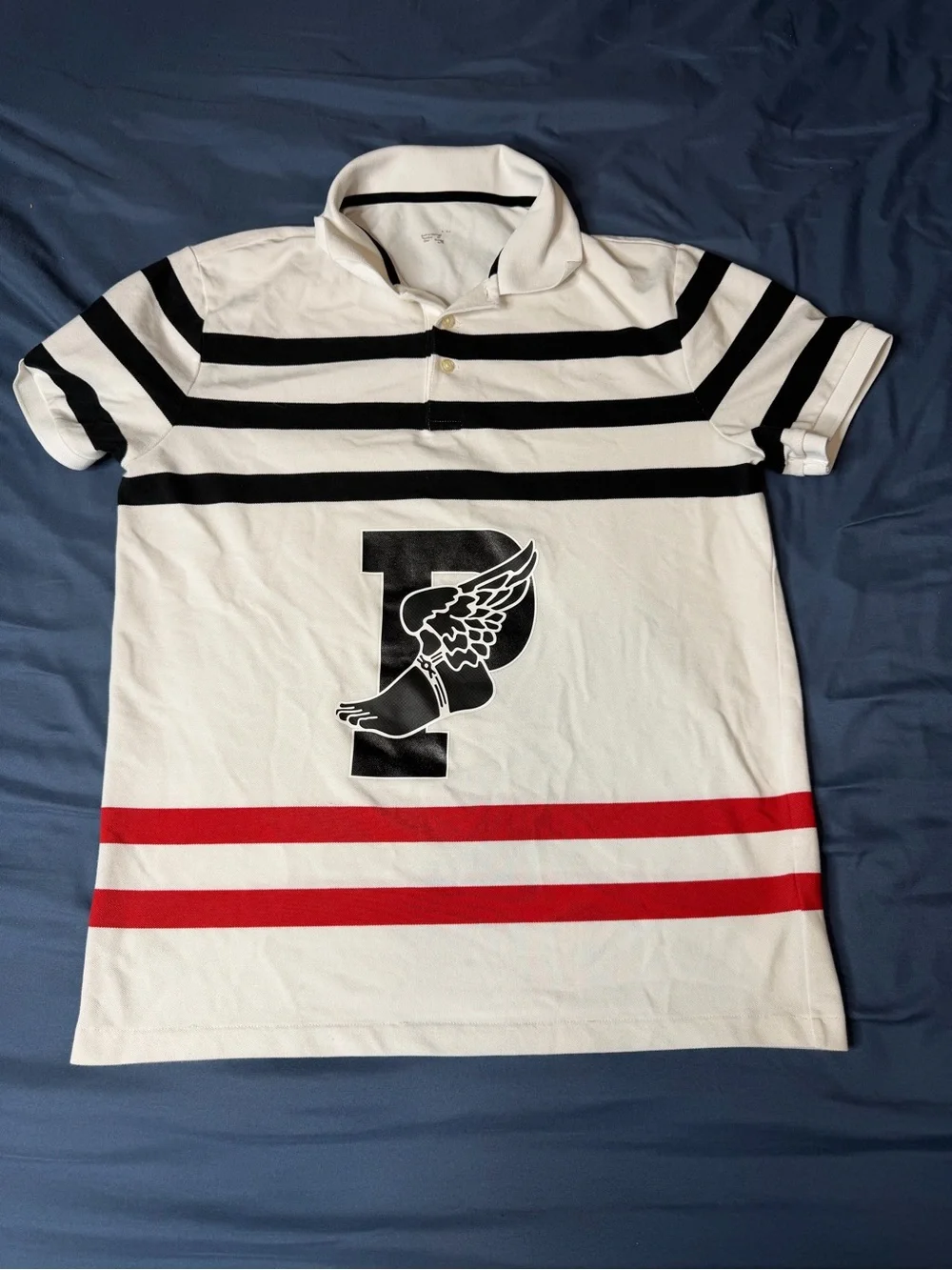 Polo by Ralph Lauren White Polo with Big P Black and Red Stripes